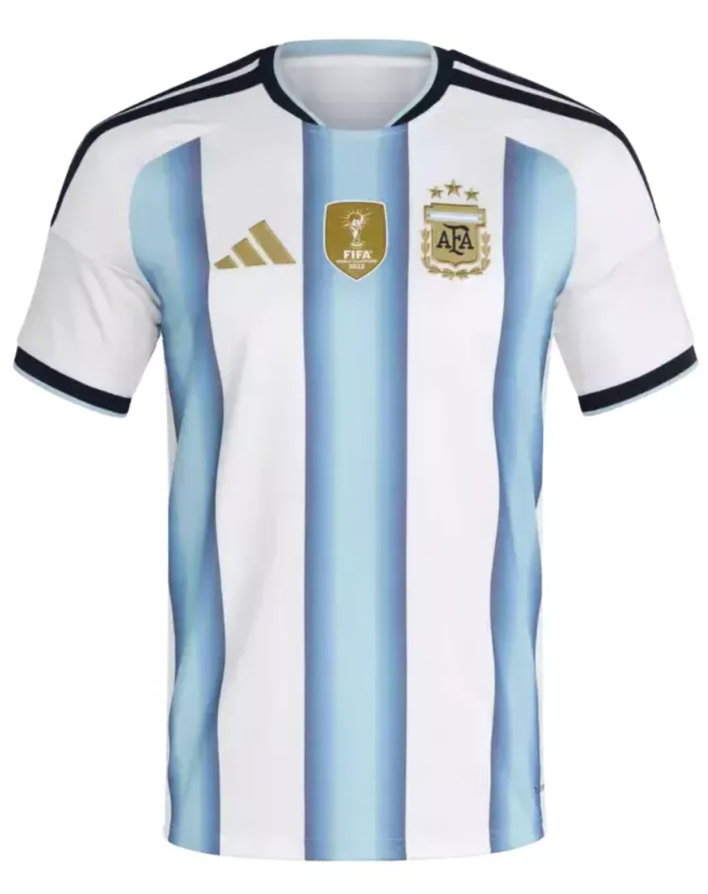 Argentina Home Jersey Front — Adidas authentic white and sky blue sublimated football jersey