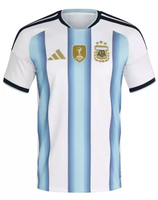 Argentina Home Jersey Front — Adidas authentic white and sky blue sublimated football jersey