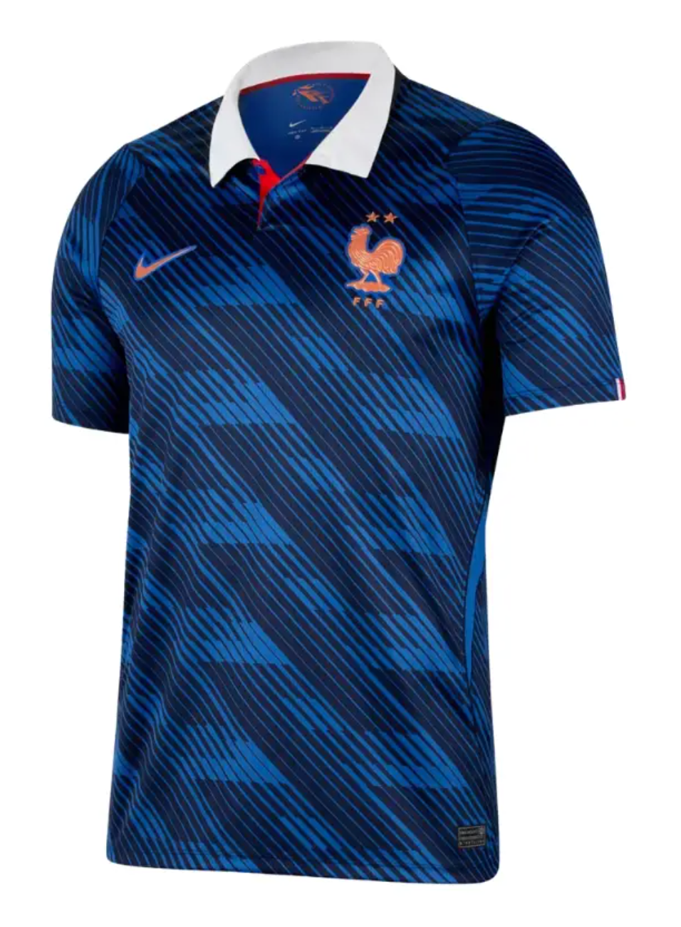 France Home Jersey Front — Nike authentic navy blue sublimated football jersey