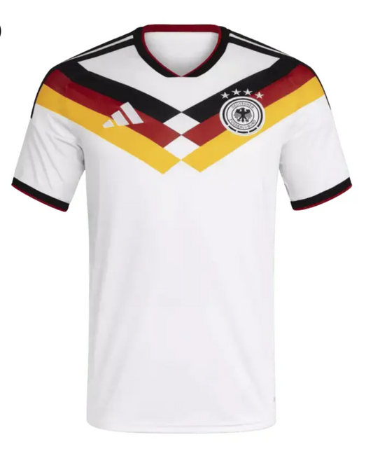 Germany Home Jersey Front — Adidas authentic white and red sublimated football jersey FIFA World Cup 2026