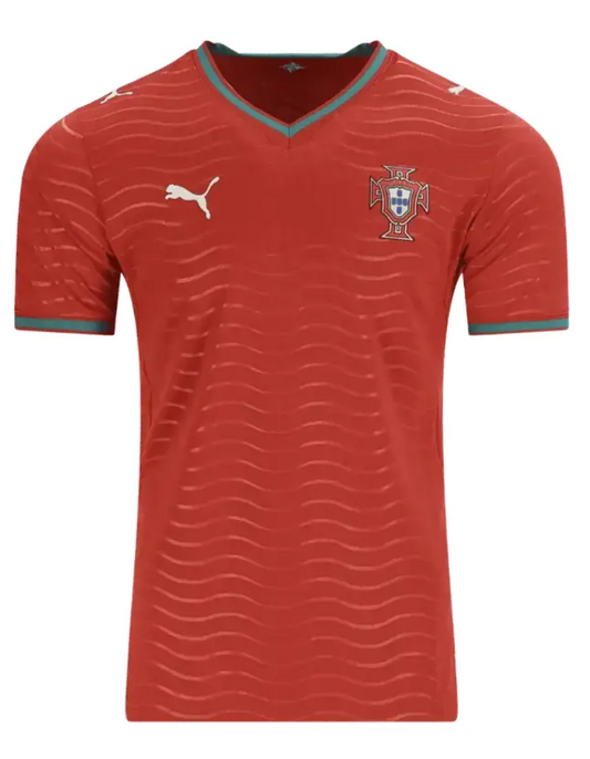 Portugal Home Jersey Front — Puma authentic red and green sublimated football jersey